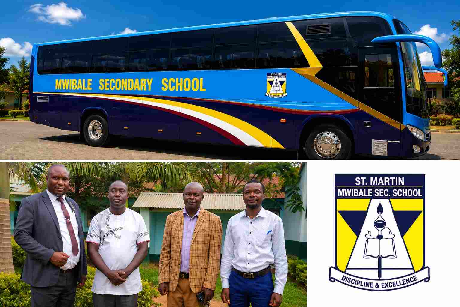 Mwibale Senior School team and logo collage showcasing school pride