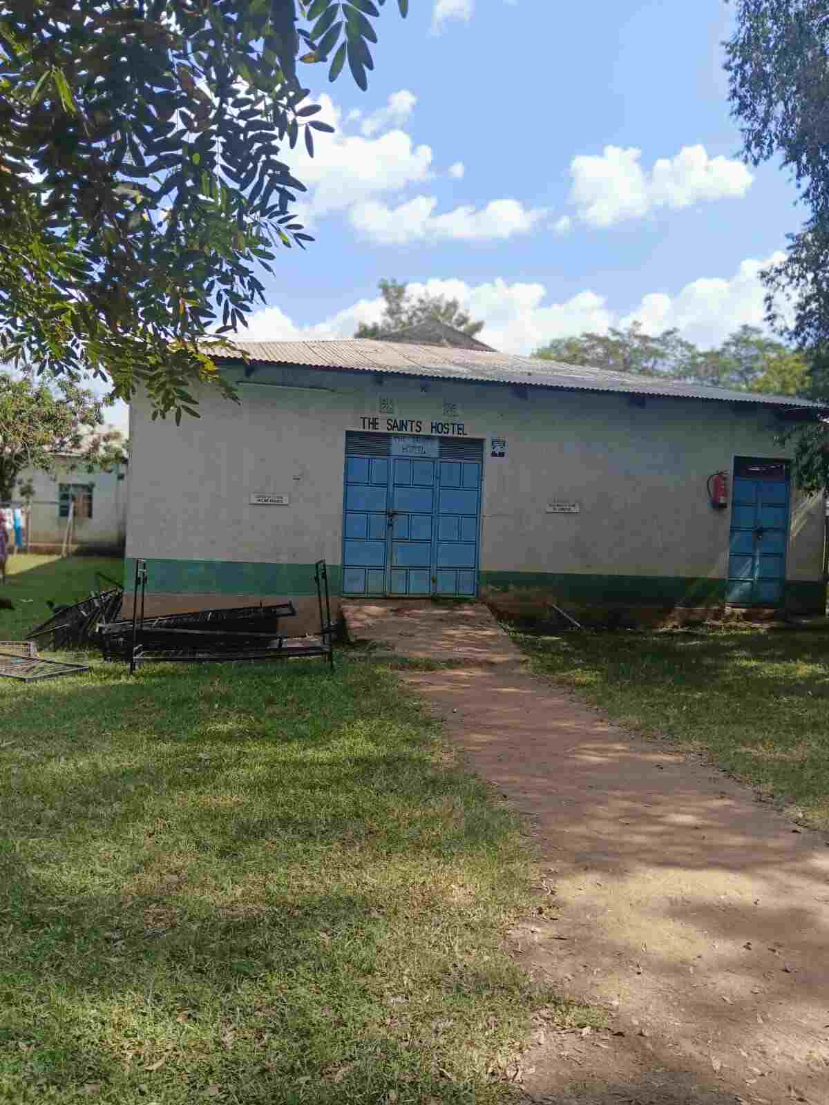 Saints Hostel girls dormitory entrance closeup at Mwibale Senior School